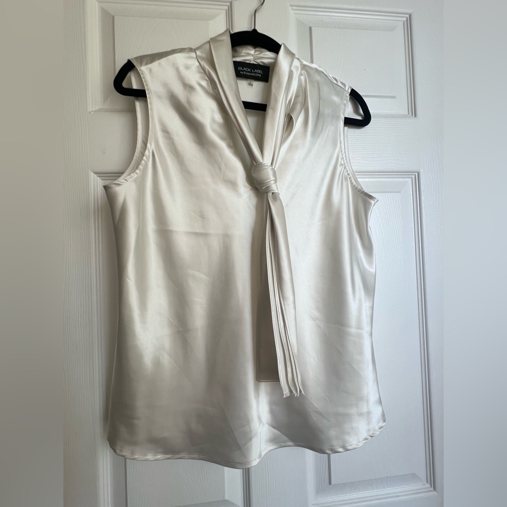 Black Label by Evan Ivory Sleeveless Blouse